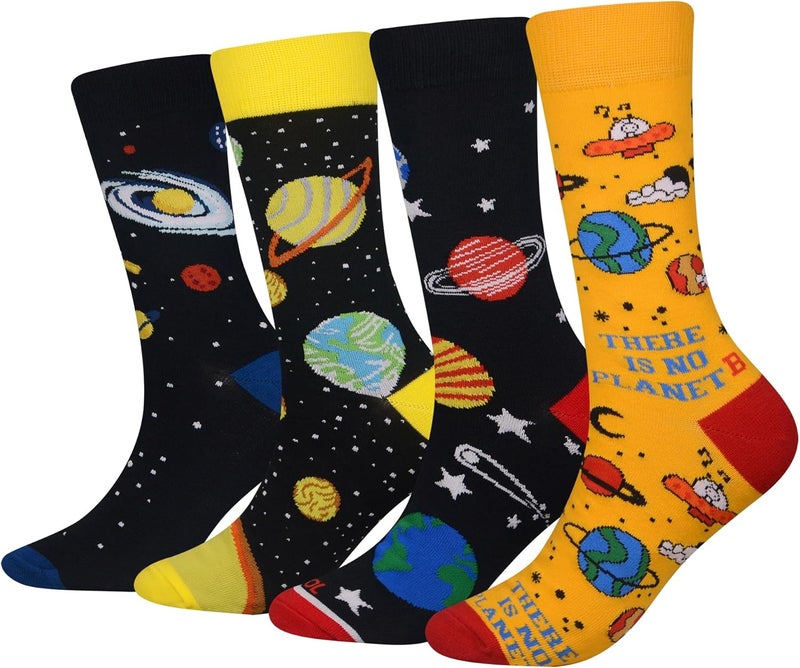 Cansok Men's 2/4 Packs Fun Crazy Novelty Dress Crew Socks - Image 1